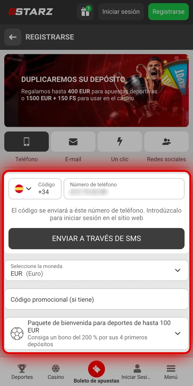 Pasos sencillos para introducir tus datos en 888starz.