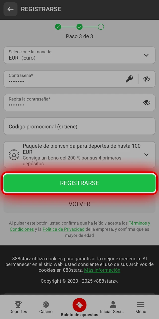 Aprende cómo entrar en la app 888starz.