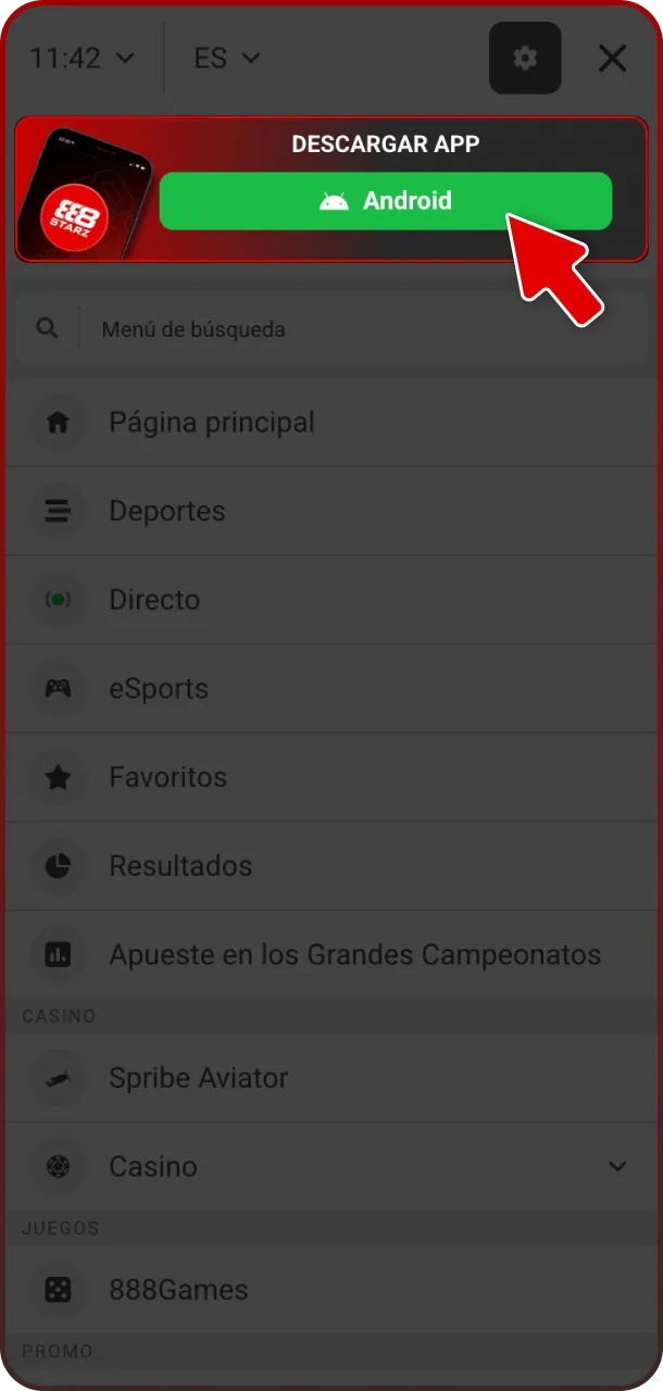 Inicia ahora la descarga el APK de la App 888starz oficial.