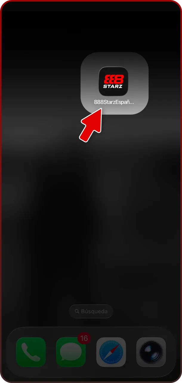 Completa el acceso directo y confirma la instalación de la App 888starz.