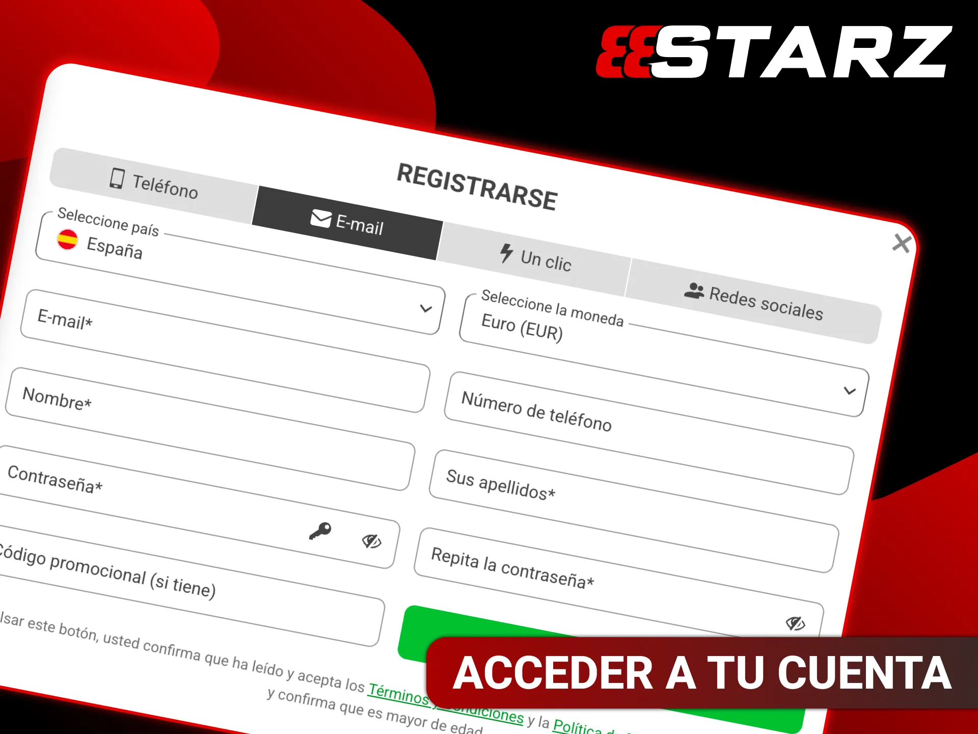 Iniciá sesión para acceder a tu cuenta 888starz y comenzar a apostar.