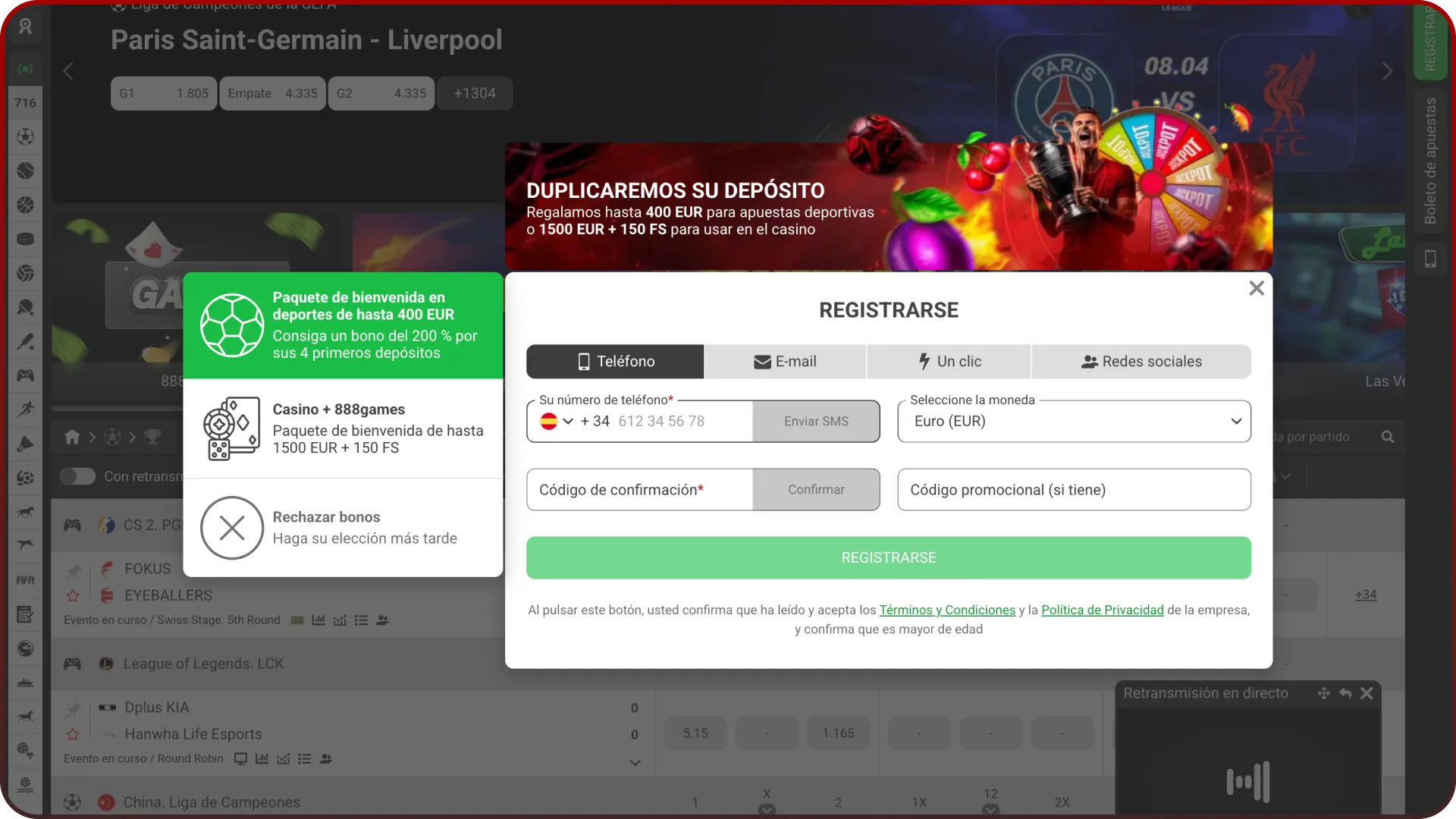 Regístrate ahora en 888starz para empezar a ganar premios increíbles.