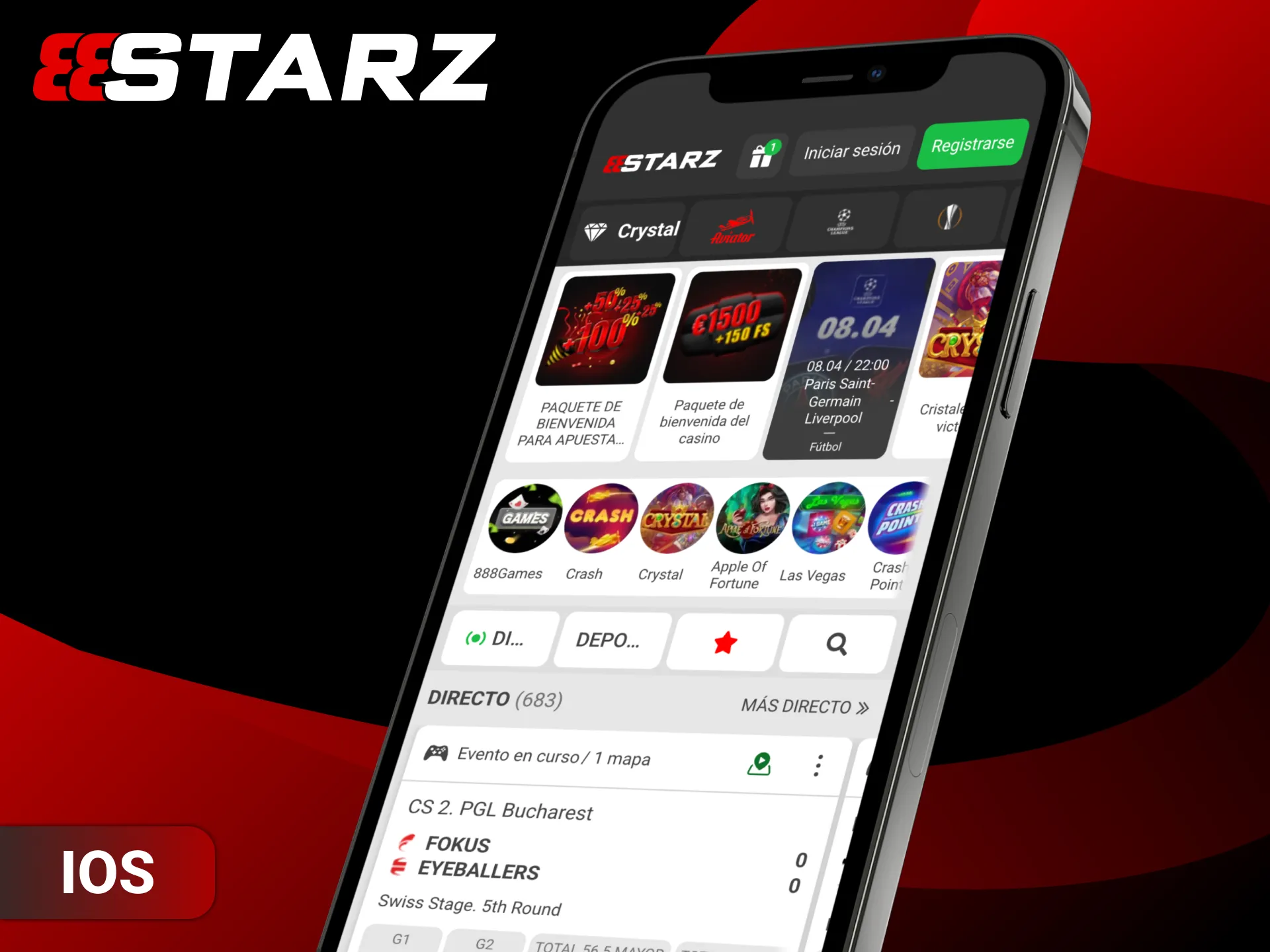 Instalá la versión para iOS y disfrutá de 888starz en tu dispositivo Apple.