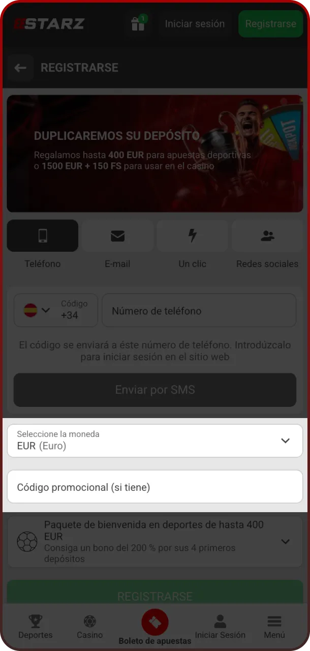Procede a configurar cuenta de usuario para personalizar tu experiencia en 888starz.
