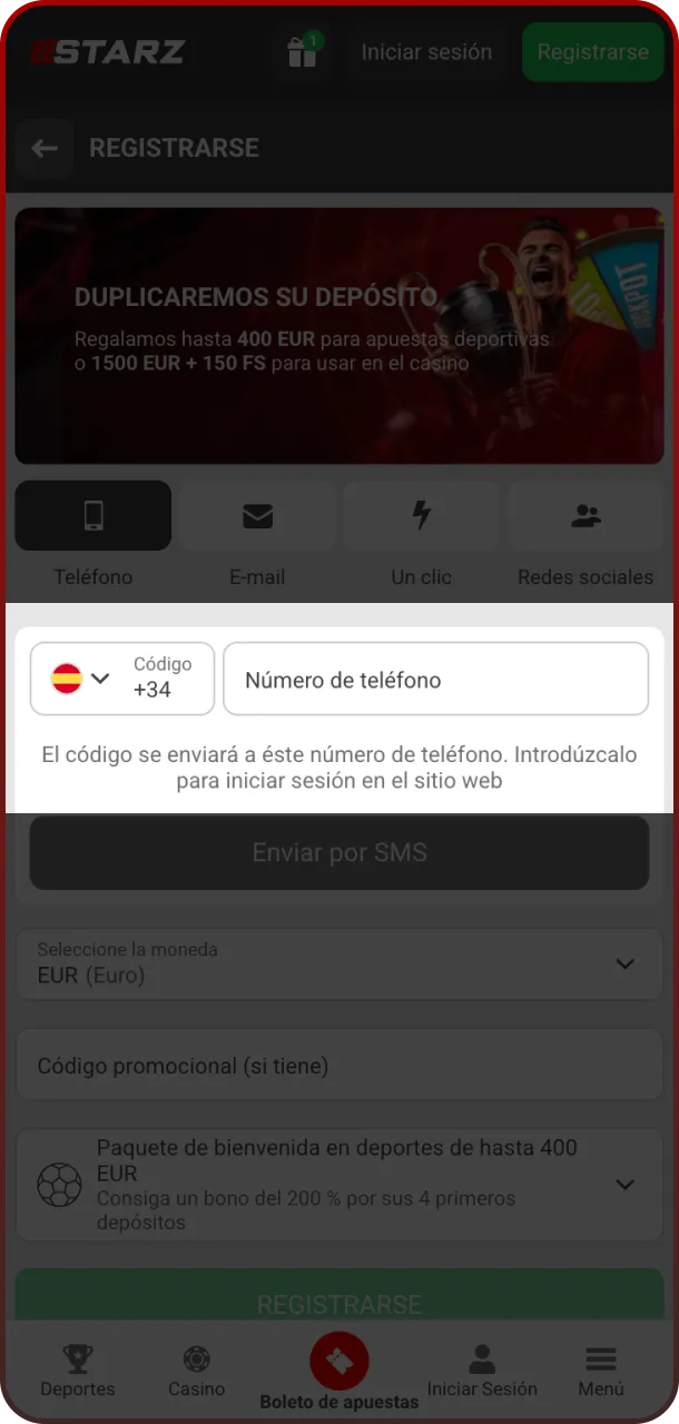 Asegúrate de completar datos personales correctamente al crear tu cuenta en 888starz.